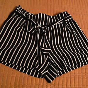 Black with white stripes Shorts, Size M,